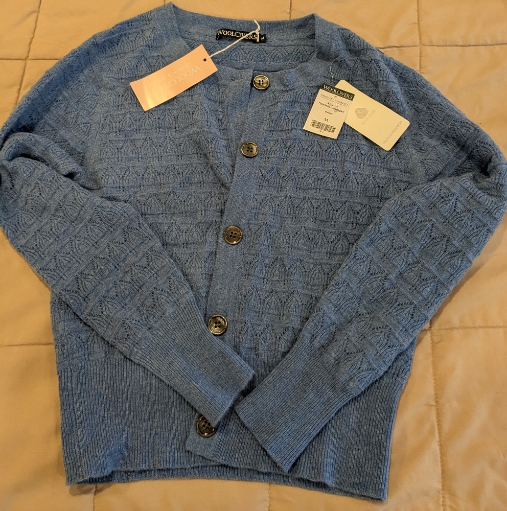 Woolrich Textured Knit Blue Cardigan